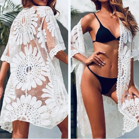 🏝️Gorgeous Lace Swimsuit Coverup-Kimono-Wrap-New - Picture 3 of 6